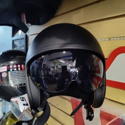 Black Motorcycle Open Face Helmet Size Extra Large Brand New