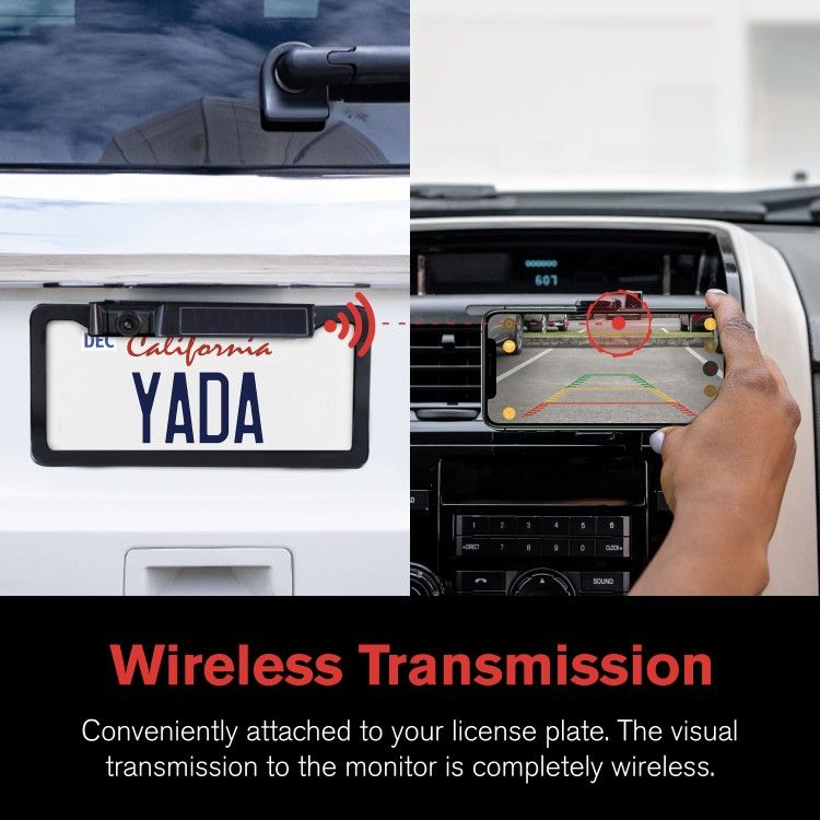 YADA 1080P Full HD Wireless Portable Backup Camera, App Controlled via Bluetooth and Wi-Fi on Phone, Solar Powered Wireless Charging, Universally Comp
