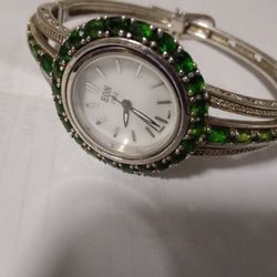 Bali EON 1962 Silver Watch W/ Natural Diopside Stones