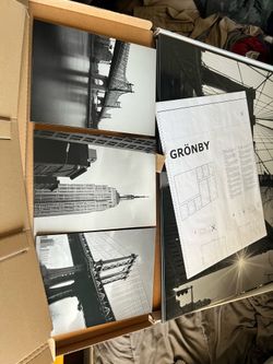 IKEA GRÖNBY 9-Piece New York Canvas Wall Art Set Black & White Complete in Box