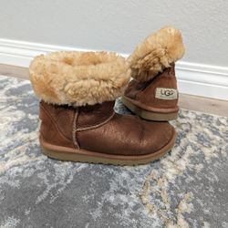 UGG Australia  Leather Genuine Sheepskin Brown/Copper Girls Boots Size US 3