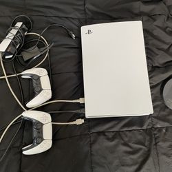 PS5 with 2 controllers and docking station