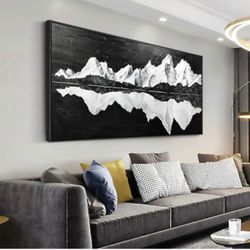 Wall Art Abstract Artwork Mountain Reflection Black and White Art Canvas Prints
