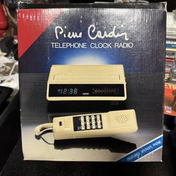 Vintage 1980s Pierre Cardin Telephone Clock Radio In Box