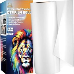 DTF Transfer Film Roll 13 inch × 328ft, A3+ PET film, Matte, Cold & Hot Peel Compatible, Double Side