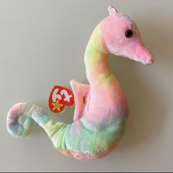 RARE Ty Beanie Baby Babies Neon The Seahorse 1999 Tag Errors - Vintage Collectible - 7.5”