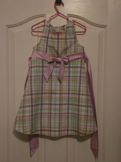 Plaid Sleeveless A-Line Dress w/Pink Bow
