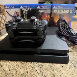 PlayStation 4 Slim Console 1TB PS4 And 2 Controller  And cables Play 4