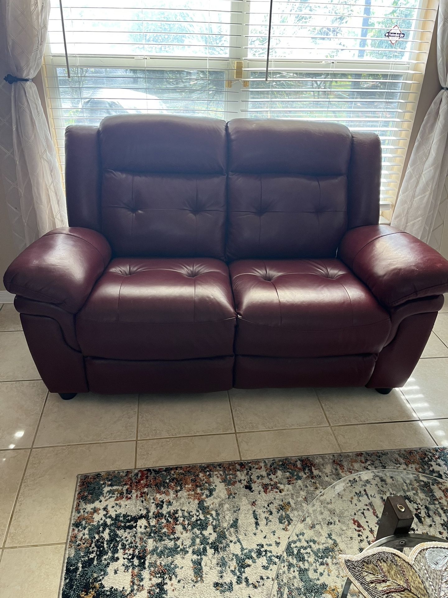 Sofa & Love Seat With 1 Recliner Real Leather 
