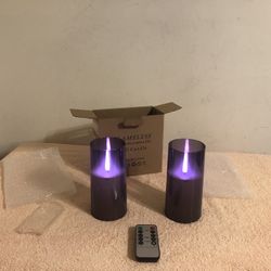 6” Flameless Remote Control LED Candles Acrylic Opaque Black Open Box Tested