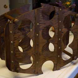 Solid Wood Nautical Wine Rack W/ Brass Tacks