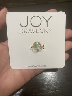 Joy Dravecky Chloe Hexagon Green Stone Ring FabFitFun