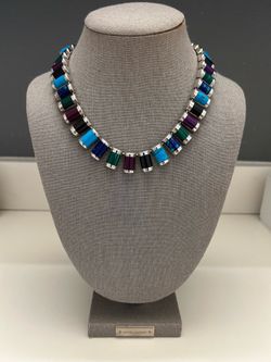 Silver 925 Necklace with Multi-Stone Inlay
