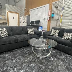 Blueish Gray Sofa and Loveseat 