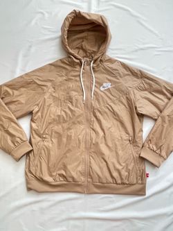 Nike Windbreaker Jacket Outerwear Long Sleeve Shirt Hoodie Top Khaki Women XL