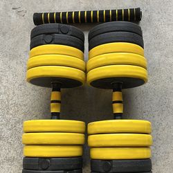 45lb Adjustable Dumbbells With Connecting Bar 90lbs Total