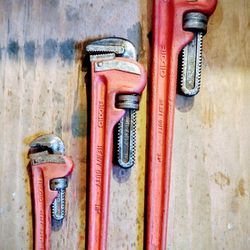 Set Of 3 Rigid Pipe Wrenches 