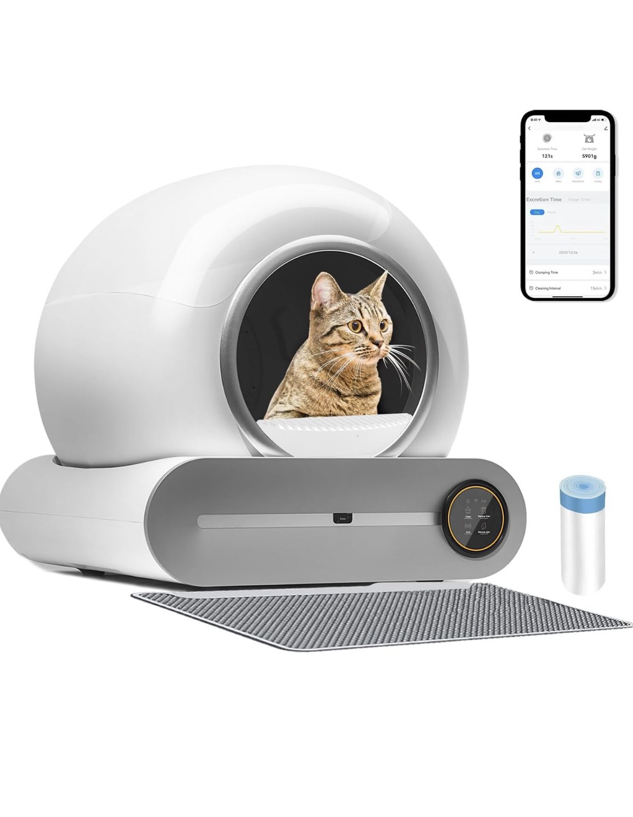 Self-Cleaning Cat Litter Box with APP, Automatic Litter Box