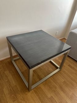 Coffee Table – Black Wood Top & Silver Frame – 31.5” x 31.5”