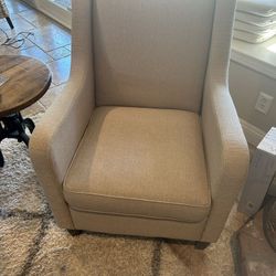 Beige Armchair With Nailhead Trim