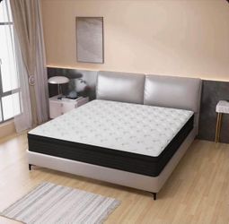 Queen Mattress, 12” Hybrid Memory Foam Mattress.
