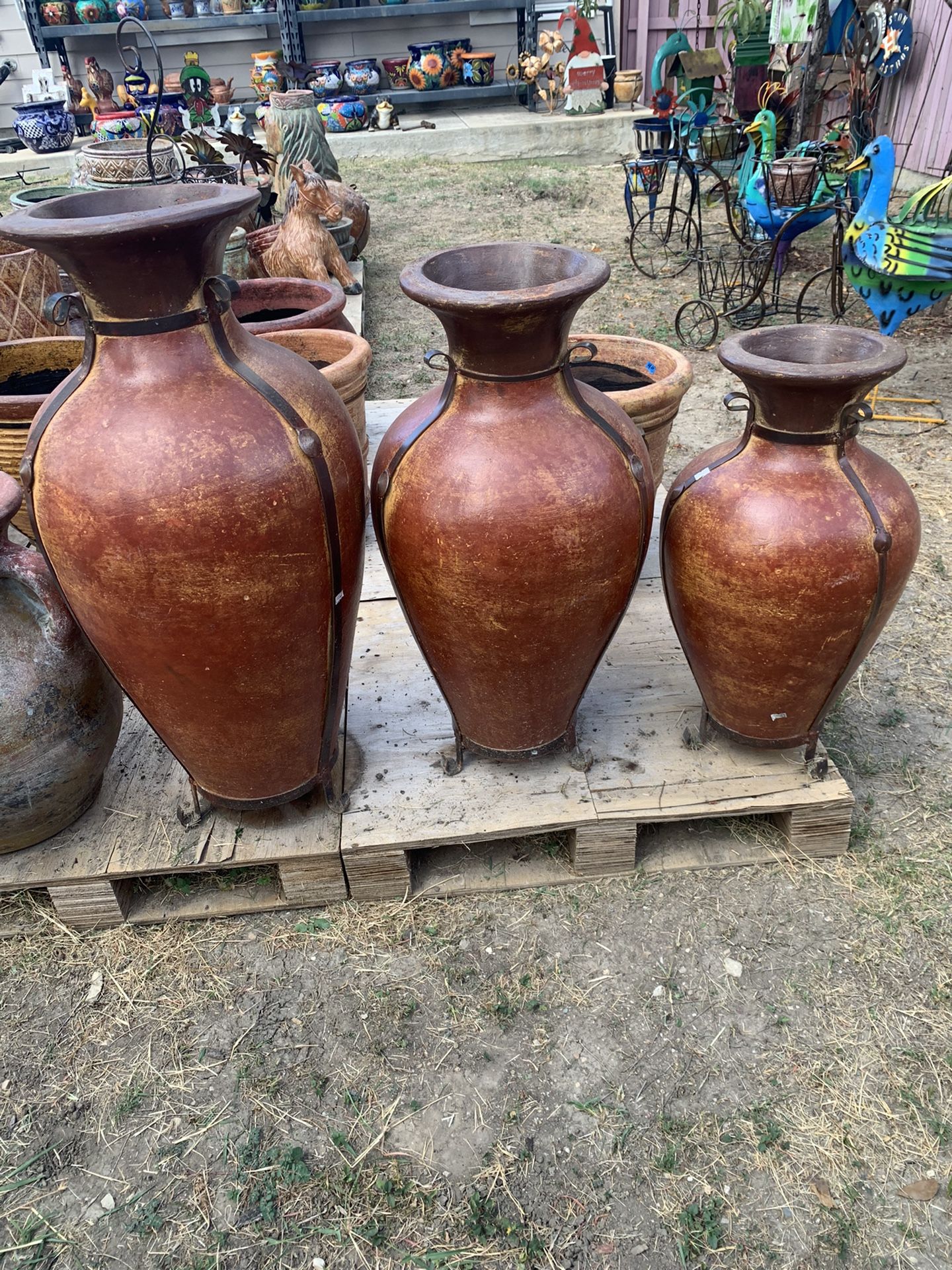 3pc Mexican Clay Planters 
