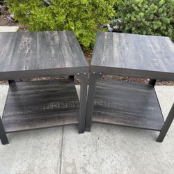 Gray Modern End Table Nightstand Set Great Condition