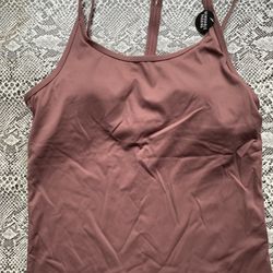 VS PINK Brown Brahmi Strap Tank top cami Removable Padding medium BNWT