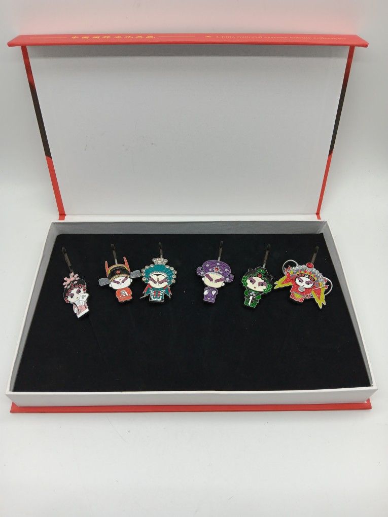 Metal Vintage Chinese Bookmark Cloisonne Opera geisha Bookmark set of 6 gift set
