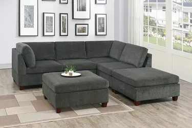 Brand New Grey Super Plush Chenille Modular Sectional Sofa w Ottoman