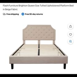 Beautiful Queen Platform Bed w/Tufted Headboard & Nail Accent Trimi Jo