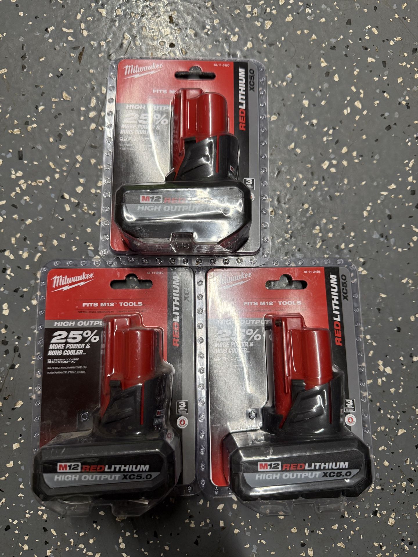Milwaukee M12 5.0HO Batteries. 3 For 200