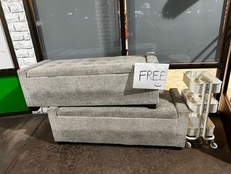 Gray Tufted Storage Ottoman Bench Set