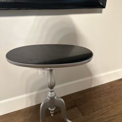 Side Table 2 Foot Table Silver W/Black Top