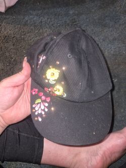 Black Floral Embroidered Baseball Cap
