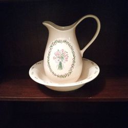 Vintage Decorative Wash Pitcher And Bowl