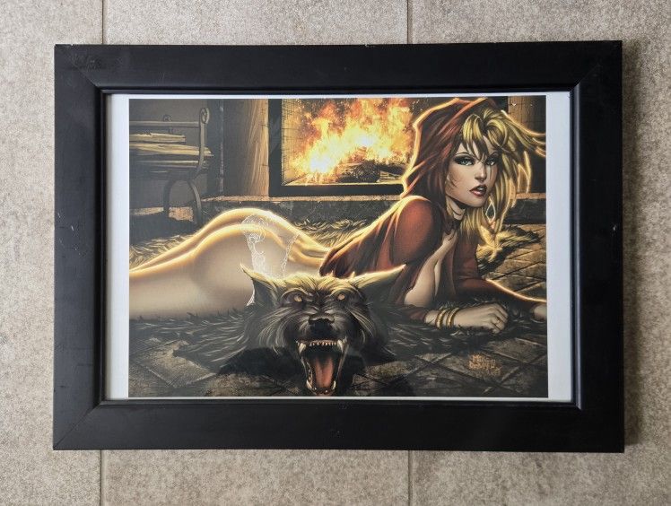 Mike Debalfo SIGNED Grimms Fairy Tales Red Riding Hood Framed Print Pin Up