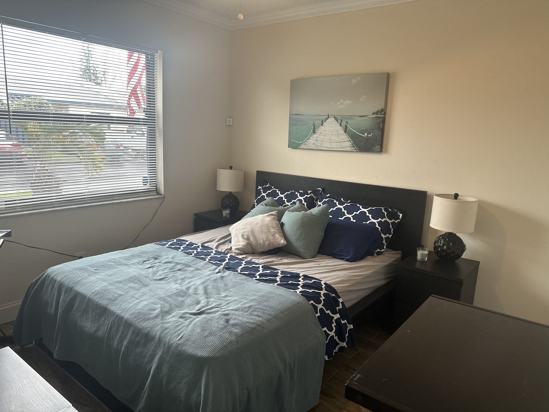 Ikea Queen Black Brown Malm Headboard Bed Slats