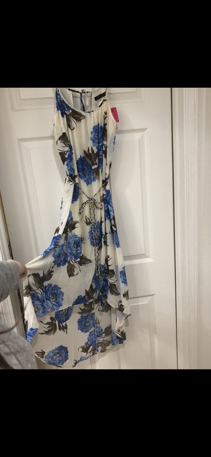 New Chiffon Blue Floral Midi Dress