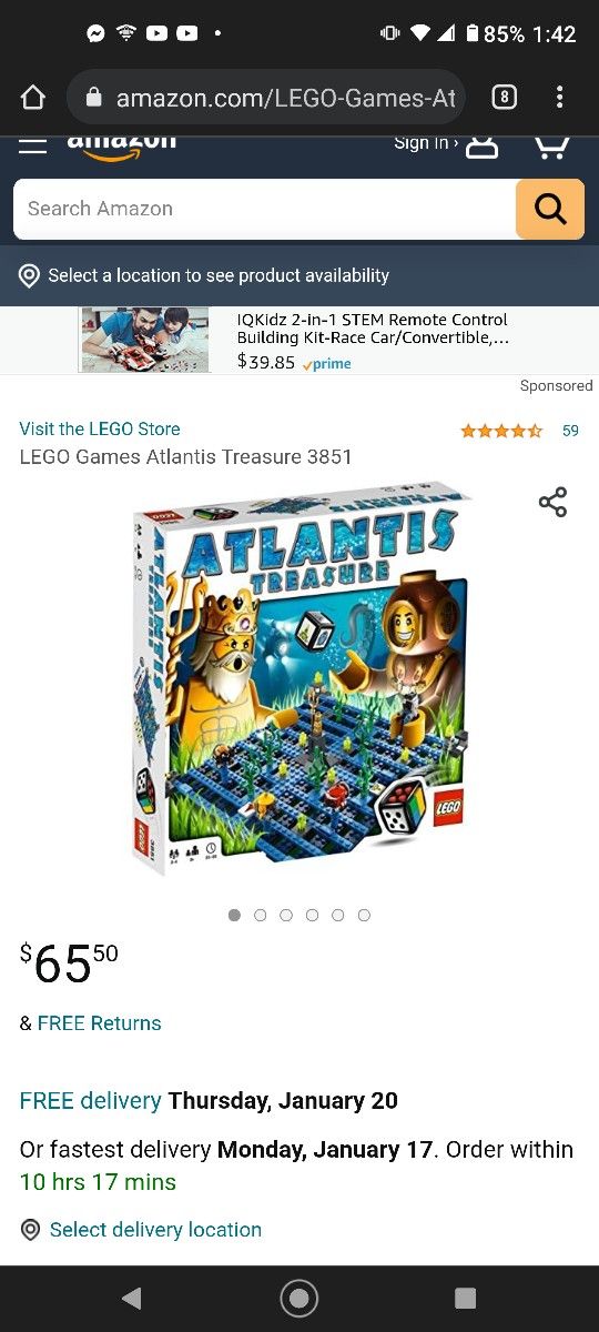 Limited Edition Lego Atlantis Treasure Boardgame