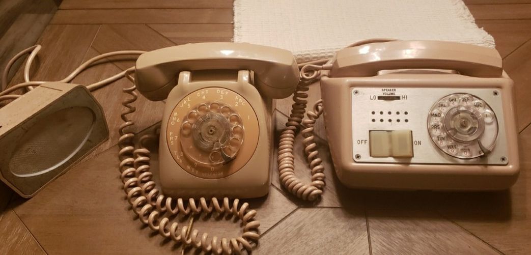 Very Old Vintage (Charlies Angles) Automatic Electric Executive Rotary Dial Speaker Phone + Standard Rotary Dial Phone
