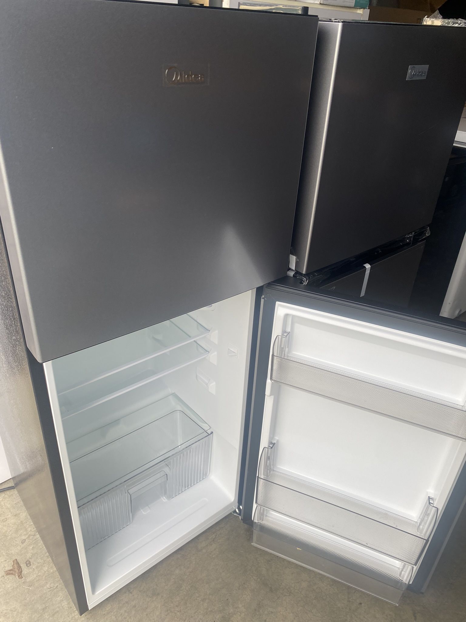 Midea Compact Refrigerator, 2Door, 4.5 cu ft, Black and Silver for