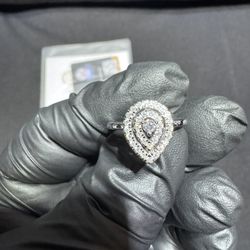 GRA Certified Moissanite pear shaped 925 silver ring size 6