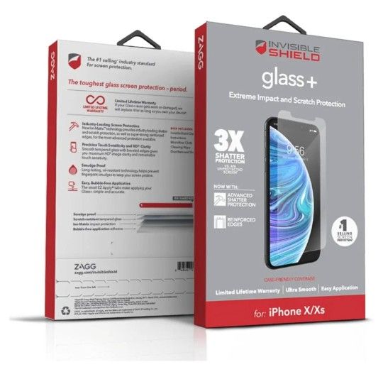 ZAGG Glass+ Protector de Pantalla iPhone XS/X (2 Pack) – $5 / Tempered Glass Screen Protectors