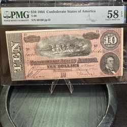 1864 $10 Confederate States Of America