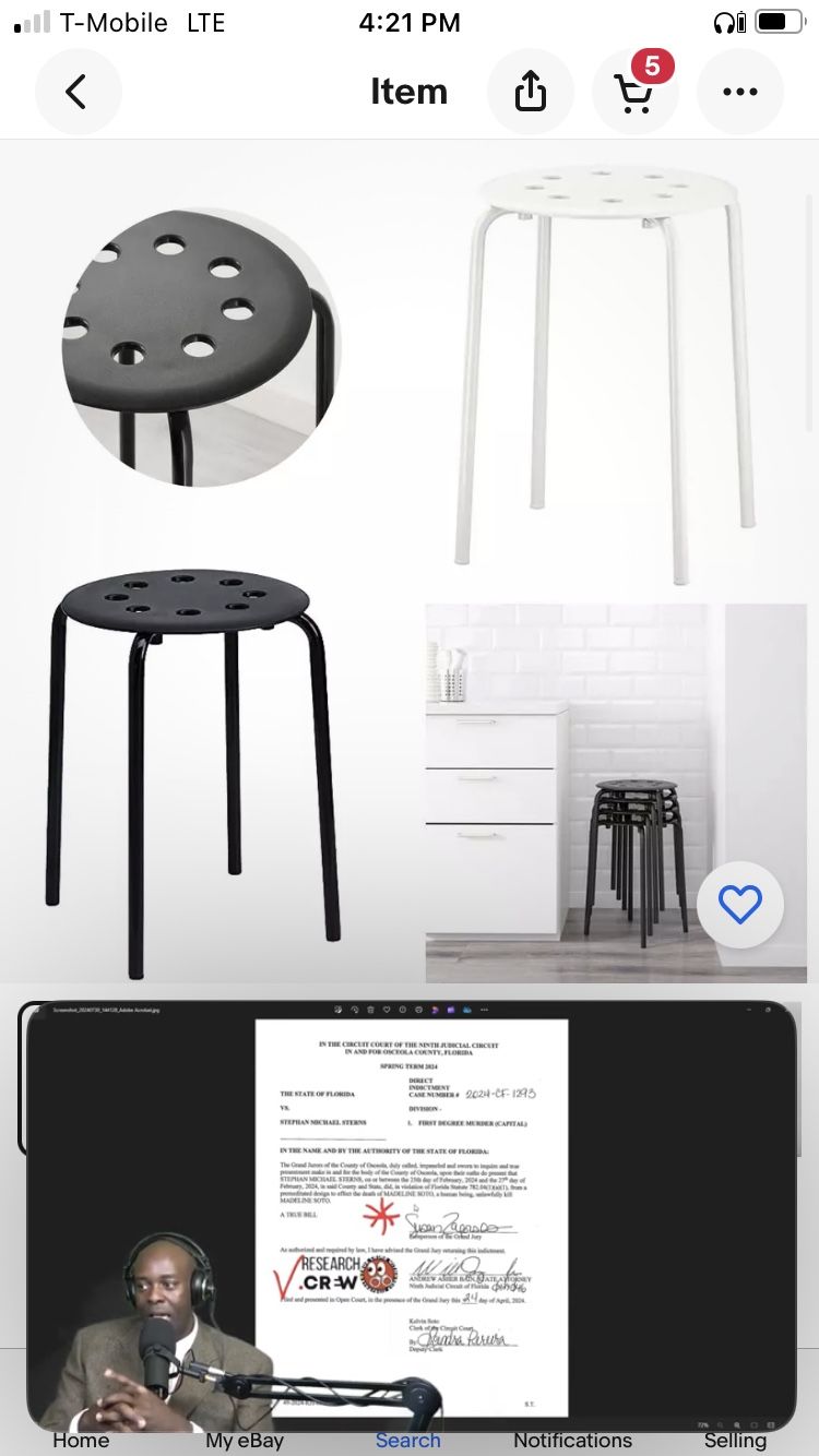 Ikea Marius Stool New Black Or White