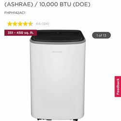 Frigidaire 3-in-1 Heat/Cool Portable Room Air Conditioner 14,000 BTU (ASHRAE) / 10,000 BTU (DOE) FHPH142AC1