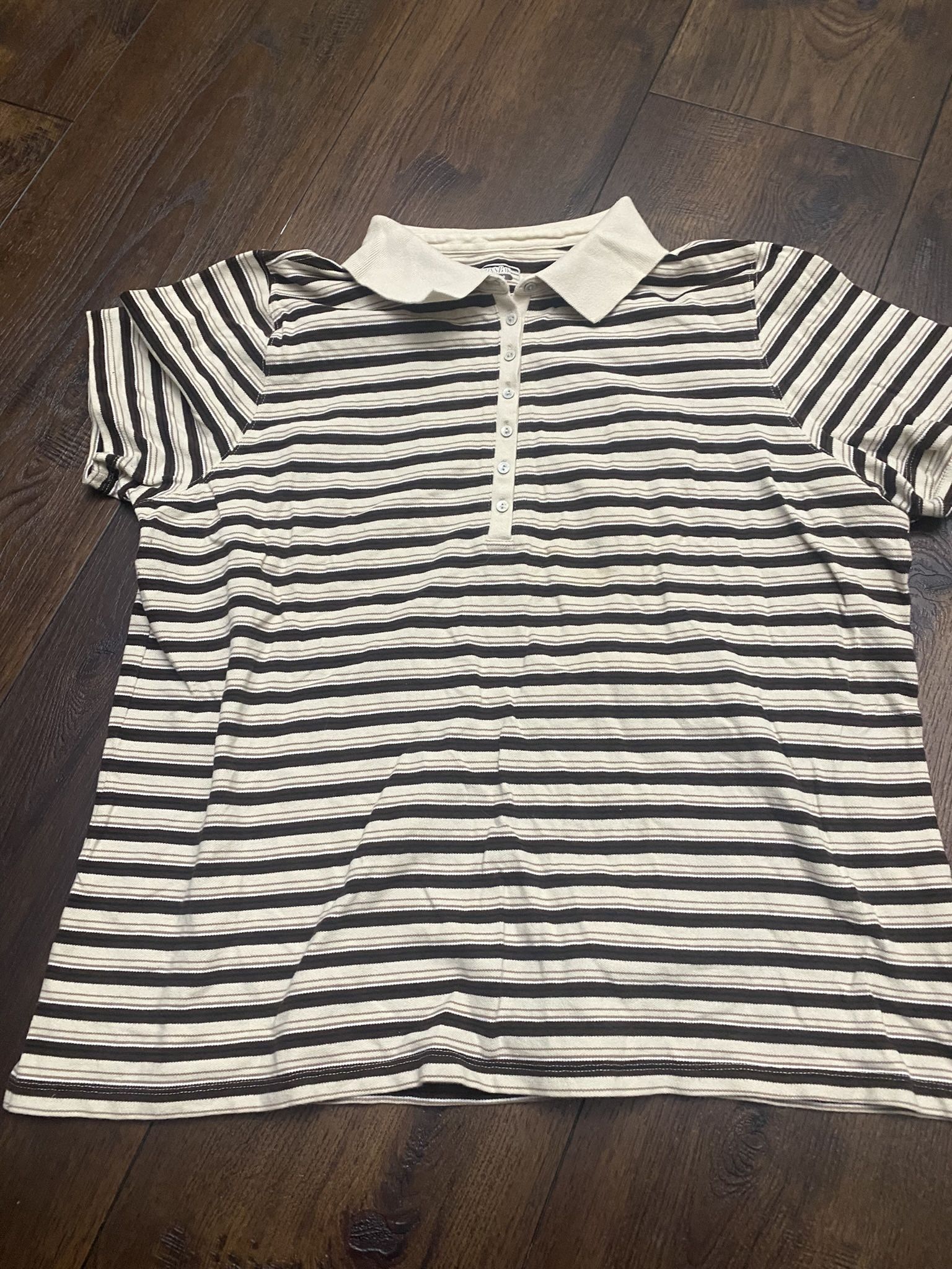 Womans Brown Striped Shirt Size 2x By St Johns Bay #15