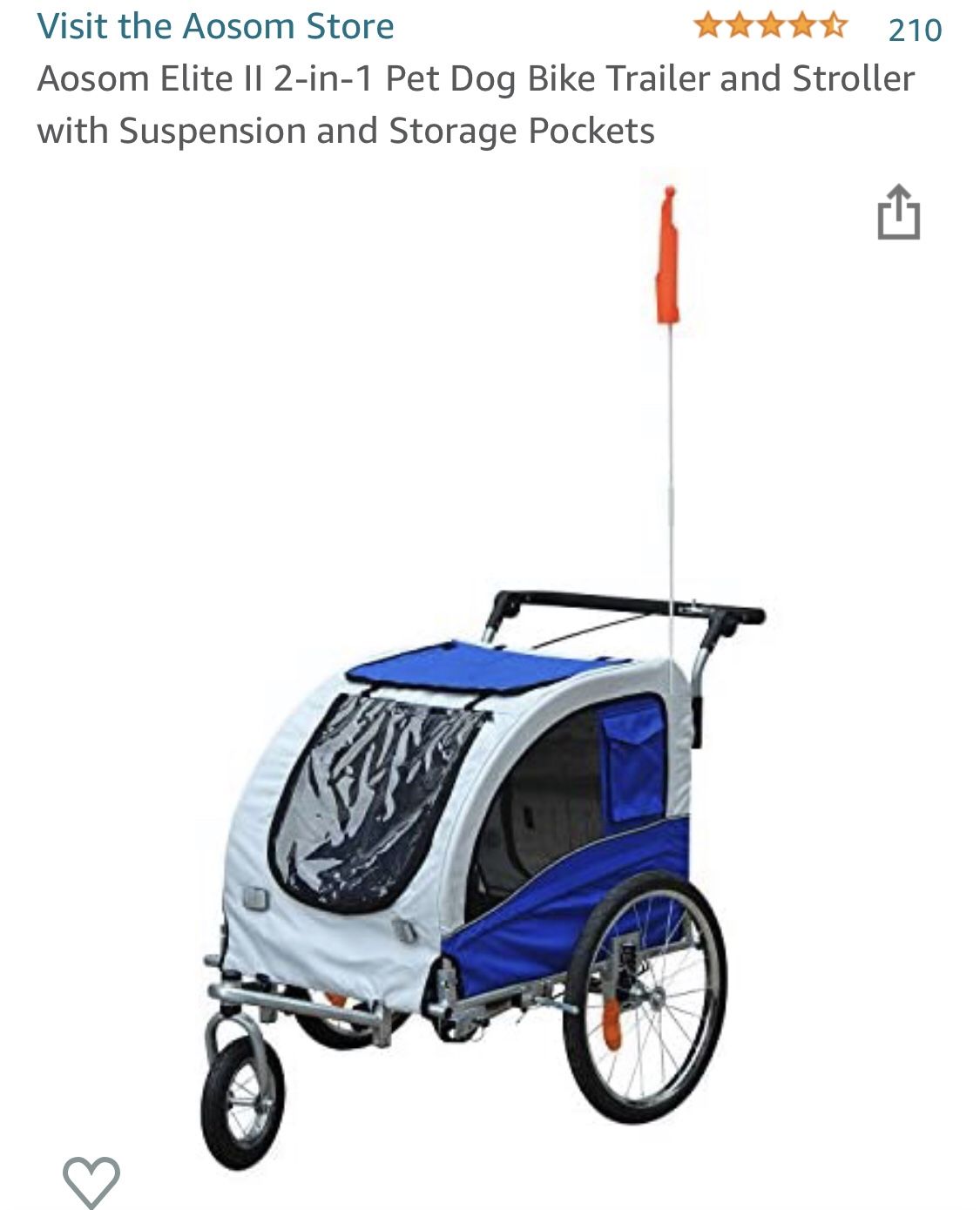 Aosom Elite Dog Bike Trailer and Stroller