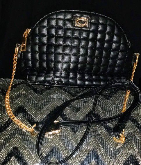 Women's Bebe Blakely Black Faux Leather Dome Quilted Crossbody Purse